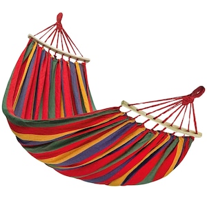 Hamac Dublu Deluxe Macvi® pentru 2 Persoane Capacitate 200 kg, 200x150 cm, Material Rezistent, Multicolor, Ideal pentru Gradina, Camping sau Terasa