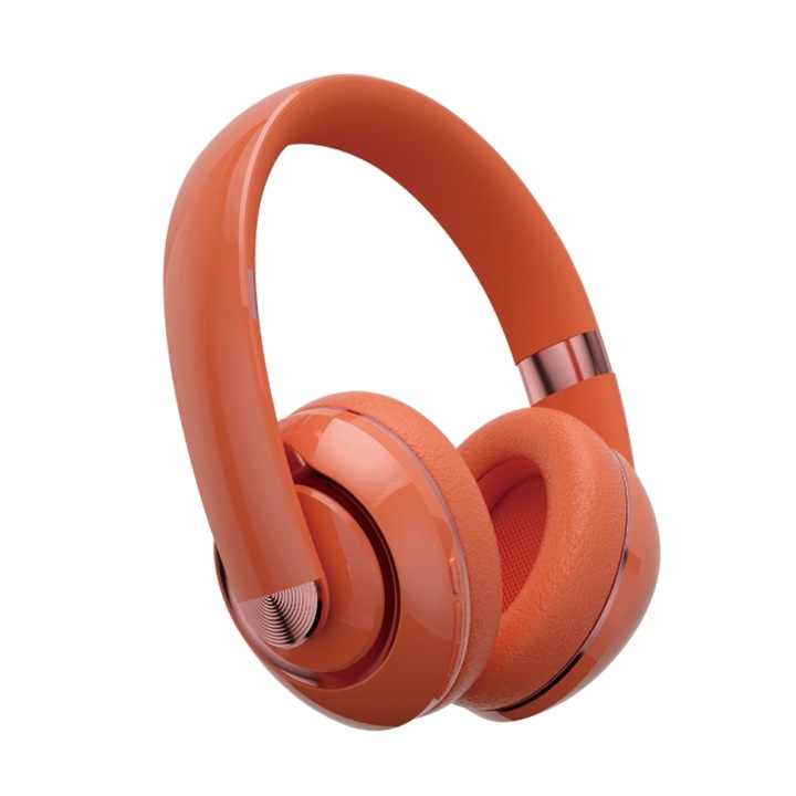 Casti fara fir Over-Ear, pliabile, reducere zgomot, Bluetooth, potrivire confortabila, portocaliu