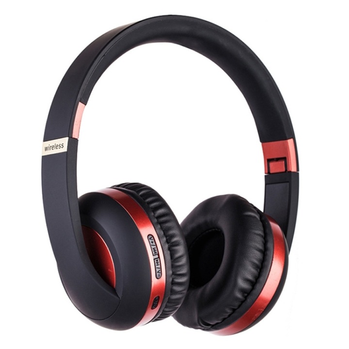 Casti Over-Ear, Bluetooth wireless, Calitate premium a sunetului, Potrivit pentru sport, Rosu