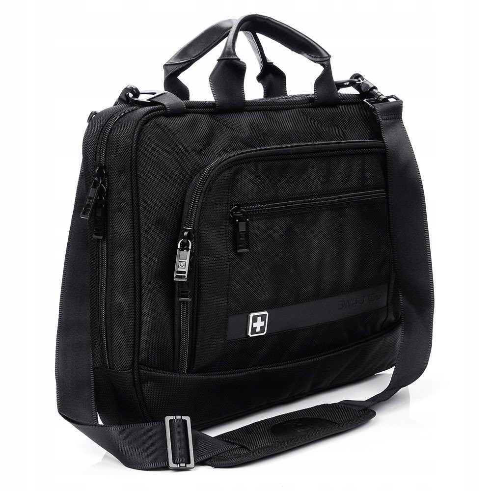 Geanta laptop SWISSBAGS, 41x28x6cm, negru, maner piele naturala