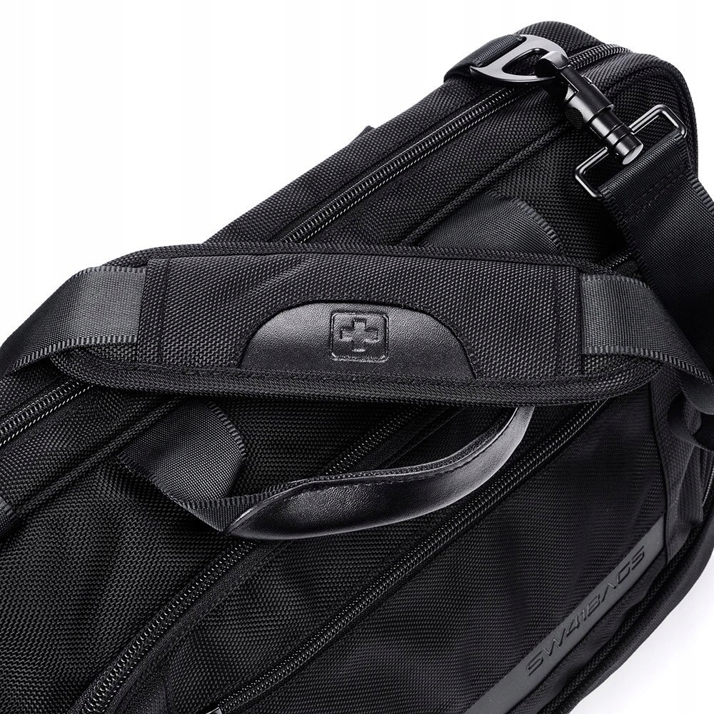 Geanta laptop SWISSBAGS, 41x28x6cm, negru, maner piele naturala