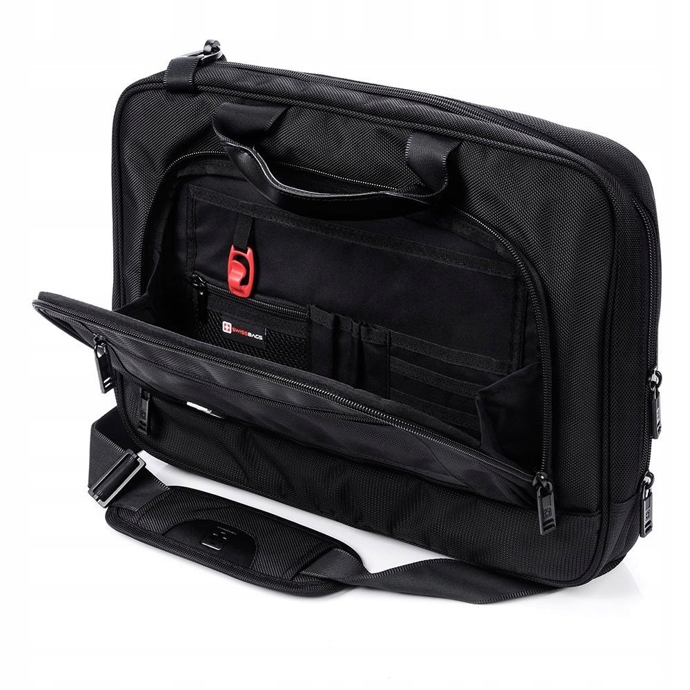 Geanta laptop SWISSBAGS, 41x28x6cm, negru, maner piele naturala