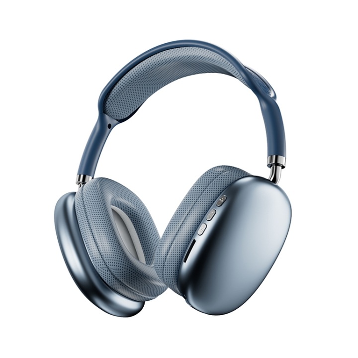 Casti wireless Over-Ear, P9 Pro Max, Efect de sunet HiFi, Reducere de zgomot, Bluetooth wireless, Durata lunga a bateriei, Albastru