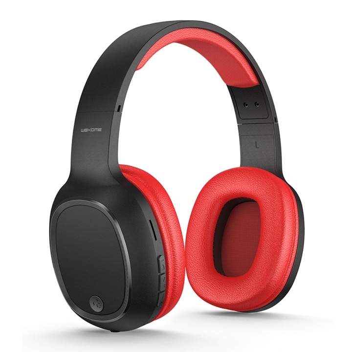 Casti wireless Over-Ear, WK M8, Sunet clar cristalin, Suport versatil pentru card TF, Design trendy, Bluetooth 5.0 imbunatatit, Confortabil pentru purtare indelungata, Rosu