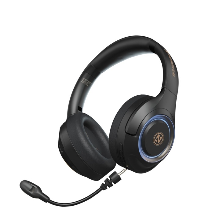 Casti fara fir Over-Ear, casti de joc A8 wireless, sunet stereo puternic, microfon cu fir, design confortabil, finisaj negru elegant