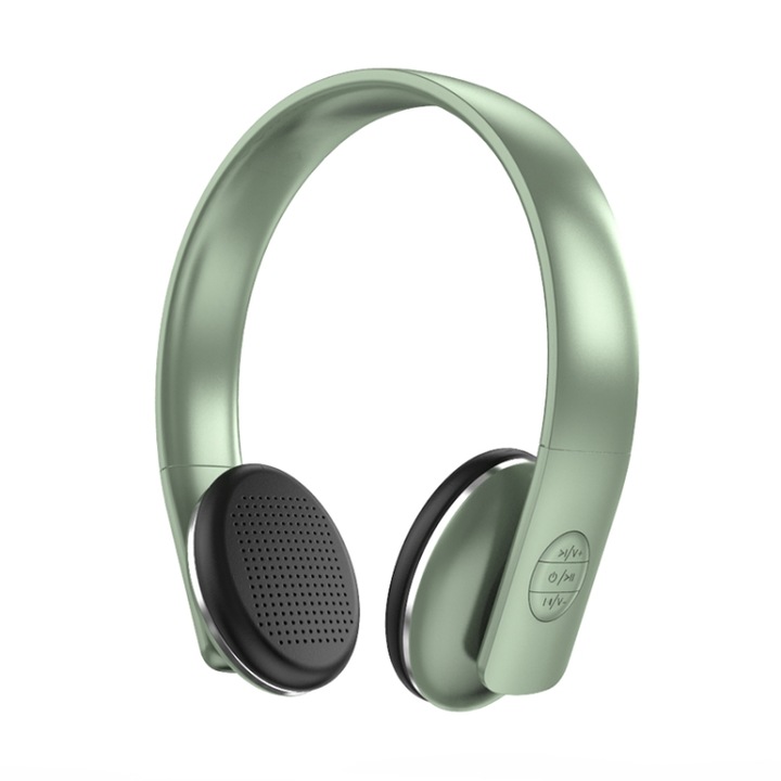 Casti over-ear, A50 Bass Stereo, Bluetooth wireless, sunet de inalta fidelitate, microfon incorporat, durata extinsa a bateriei, verde