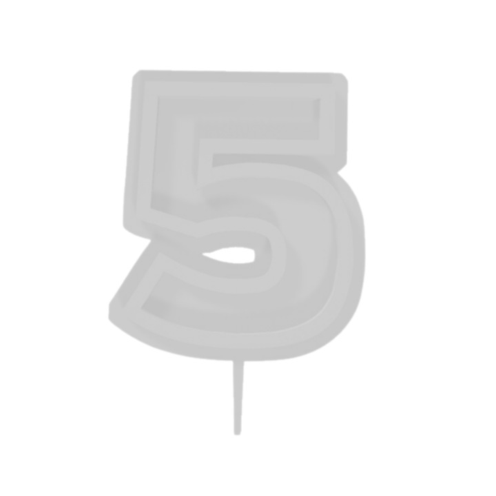 Gyertyatartó tortafedő, "5", születésnap, 100 X 71 mm elefántcsont fehér