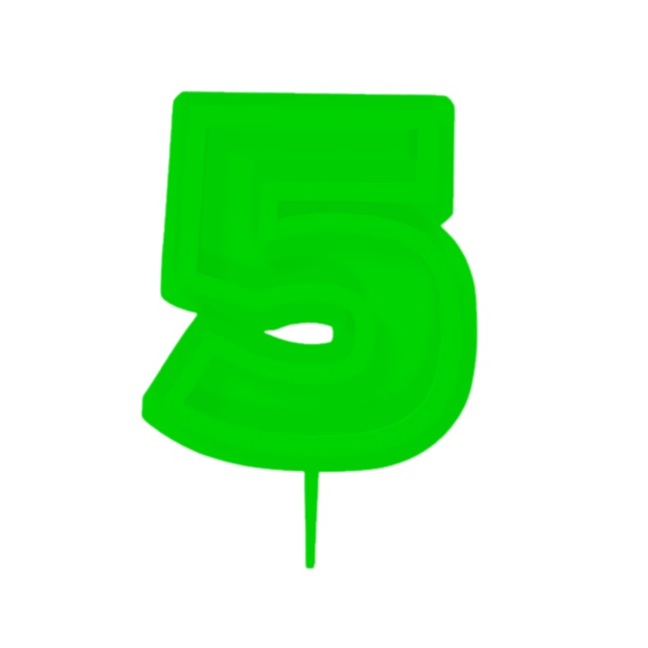 Свещник за торта, "5", рожден ден, 100 X 71 mm зелен