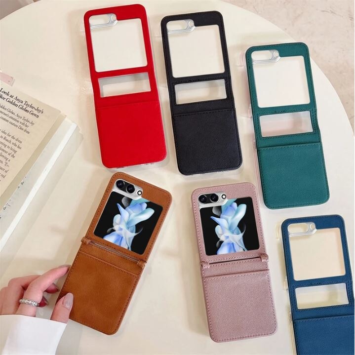 Husa cu Buzunar Carduri pentru Samsung Galaxy Z Flip 6/Flip 7 FE, Protectie antisoc, Piele ecologica, Negru