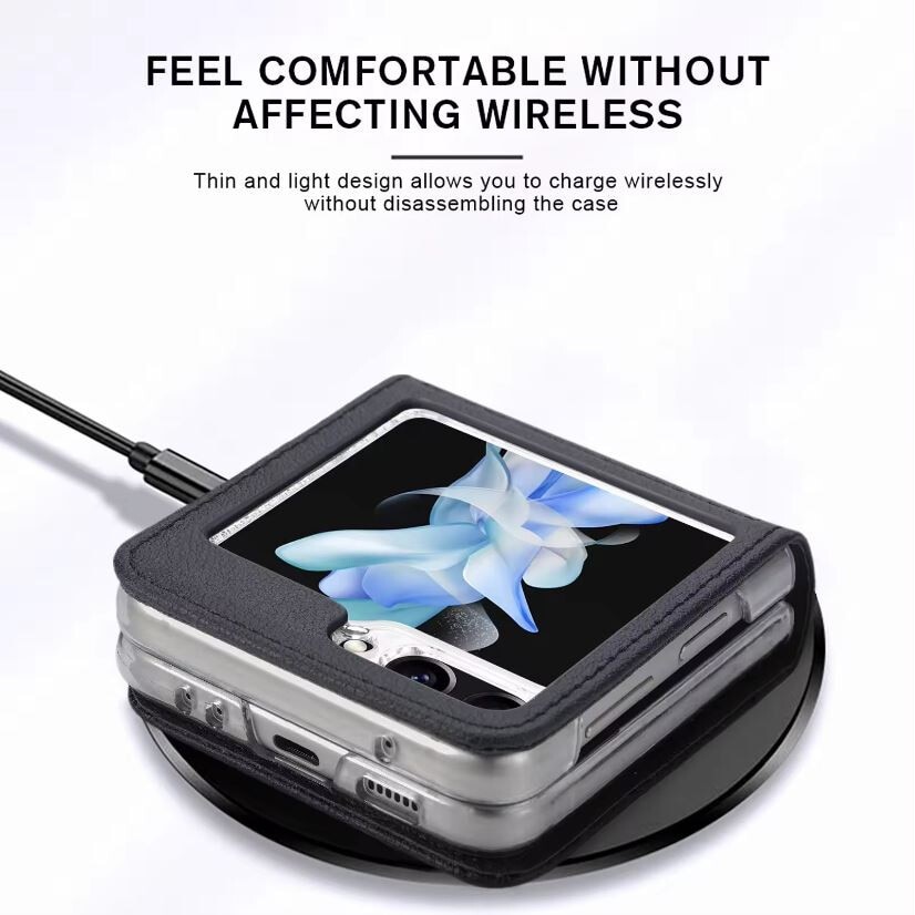 Husa cu Buzunar Carduri pentru Samsung Galaxy Z Flip 6/Flip 7 FE, Protectie antisoc, Piele ecologica, Negru