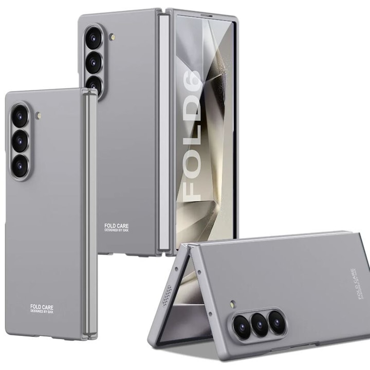 Husa Ultra-thin antisoc, Protectie ecran si camera, Pentru Samsung Galaxy Z Fold 6, Protectie completa, Gri