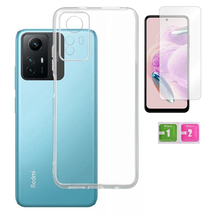 Carcasa din silicon de 2mm pentru XIAOMI REDMI NOTE 12S Carcasa de protectie + Sticla 9H