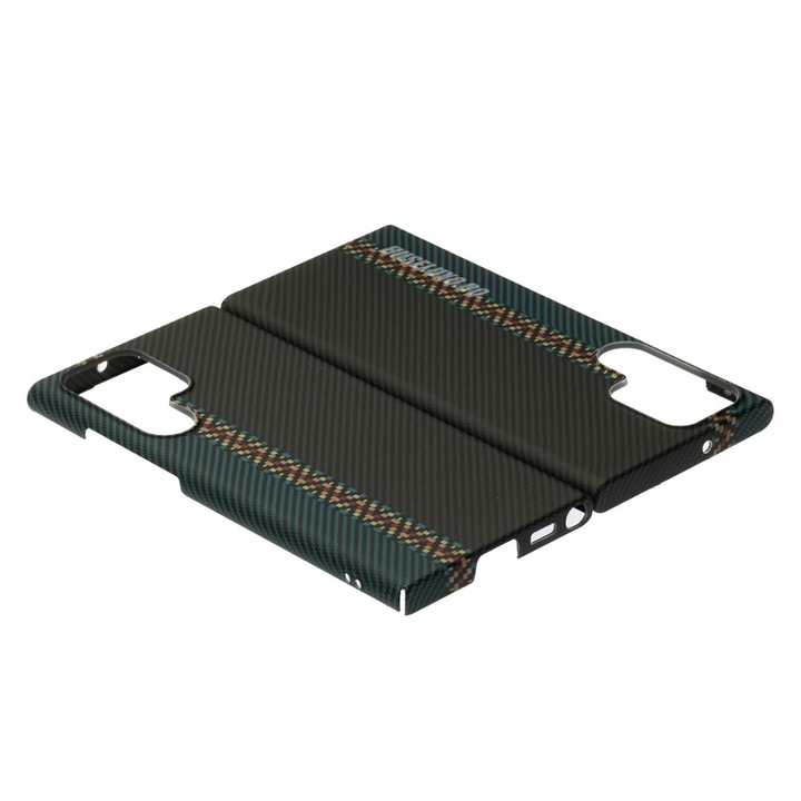 Husa de telefon, LUXO, compatibila cu Samsung Galaxy S22 Ultra, model Black & Blue, PC Kevlar, multicolor