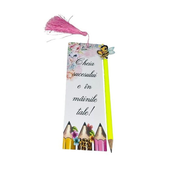 Set semn de carte cu mesaj si creion personalizat nr 4