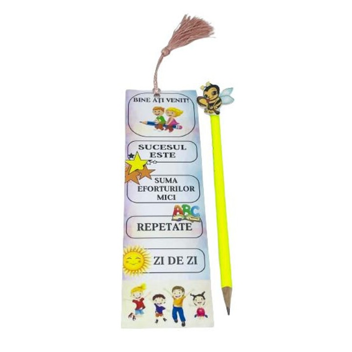 Set semn de carte cu mesaj si creion personalizat nr 6