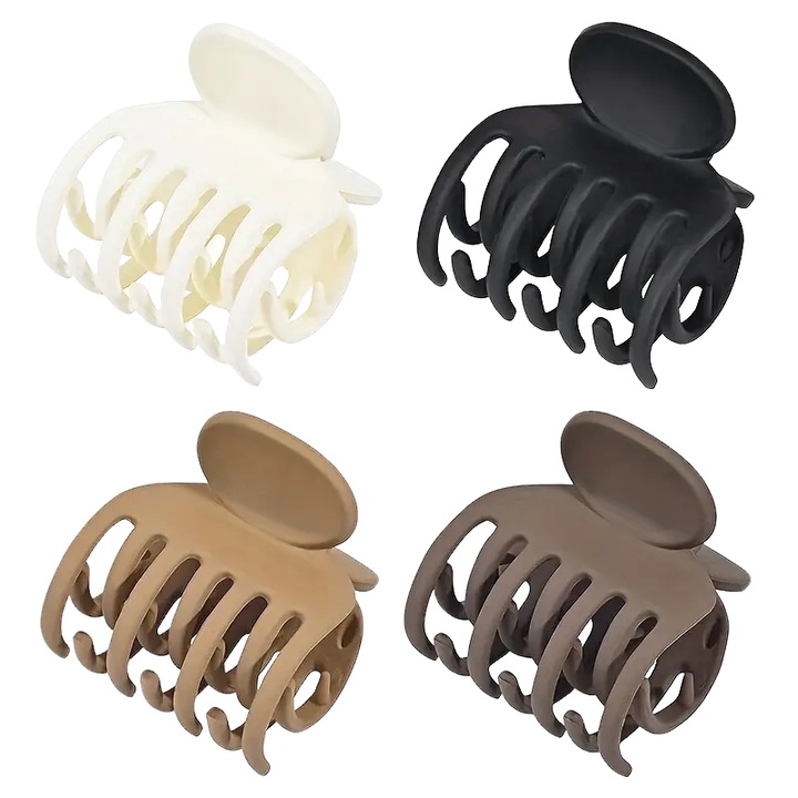 4 db hajcsat készlet, többszínű, gyanta, dupla kivitel, 3,86x3,86 cm