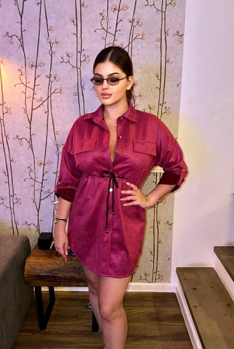 Рокля тип Риза, Реверсивна кожа, Тъмно розово