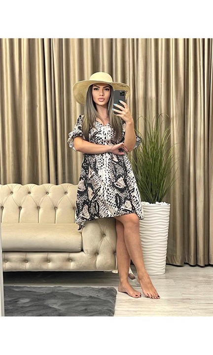 Ефирна лятна рокля, ежедневна, змийски принт