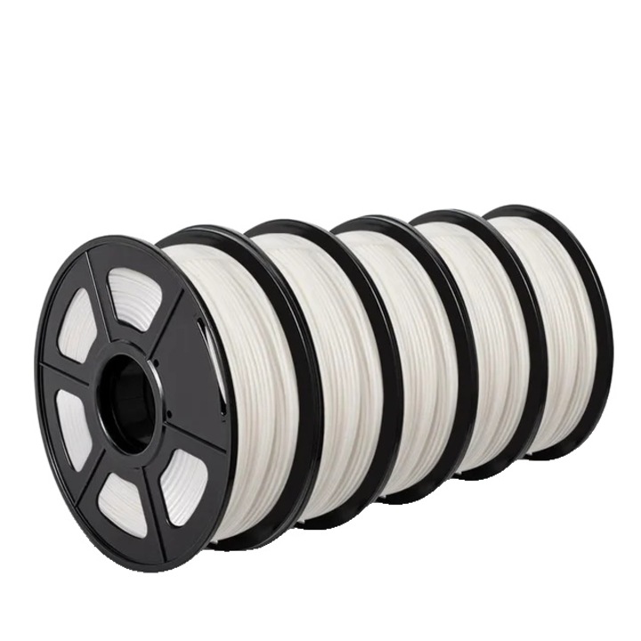 Filament PLA+ Silk pentru imprimanta 3D, finisaj matasos, 5KG, alb, 75mm