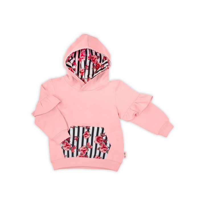 Kapucnis pulover lanyoknak, Nicol, rozsaszin, Fehér/Sötétpiros