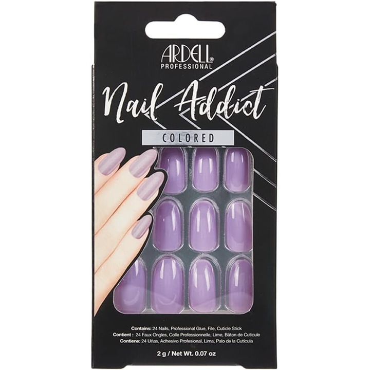 Unghii artificiale, Ardell, Lovely Lavender, Almond, lungi, lipici, 28 bucati, violet