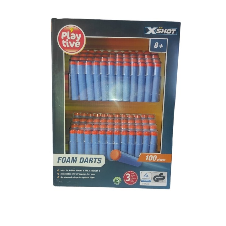 Set 100 Accesorii de Munitie Soft Darts Playtive, Albastru/Portocaliu