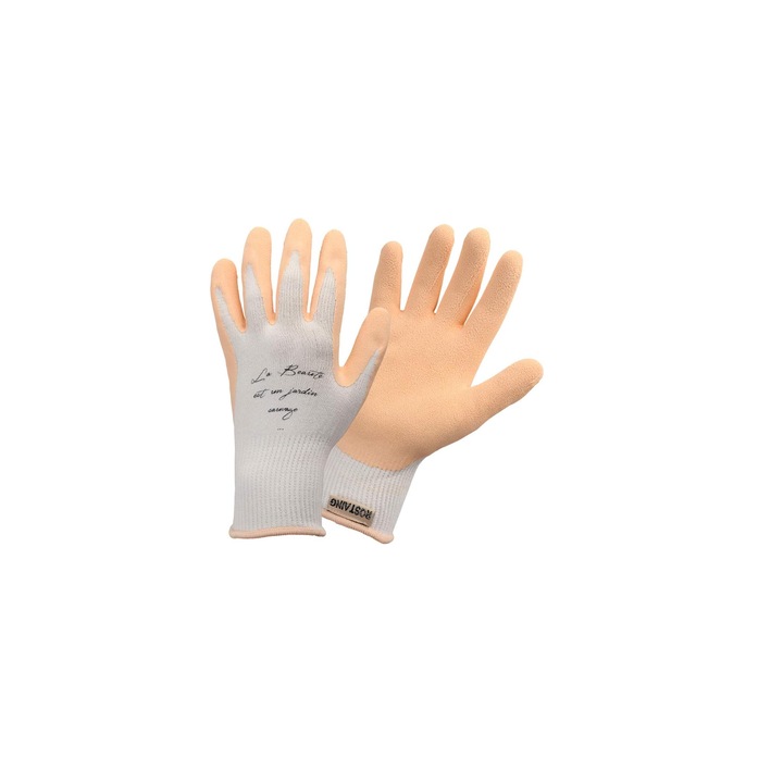 Finom mosható professzionális kerti kesztyű, natúr latex, vízálló, ROSTAING, M-es, NUDE-IT08