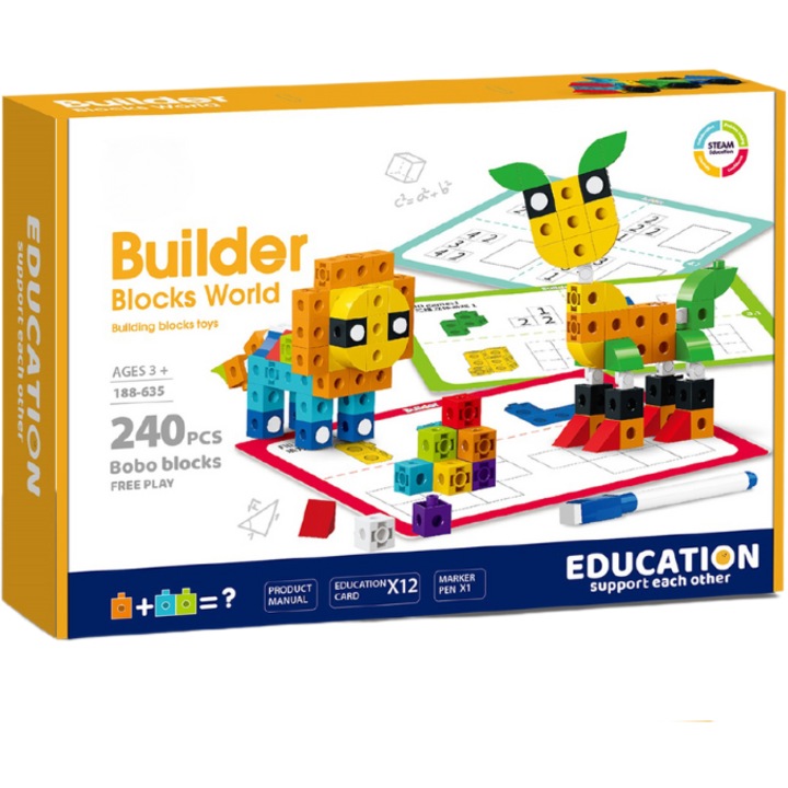 Set de constructie STEAM Invatam si ne distram 240 piese Bufnitel