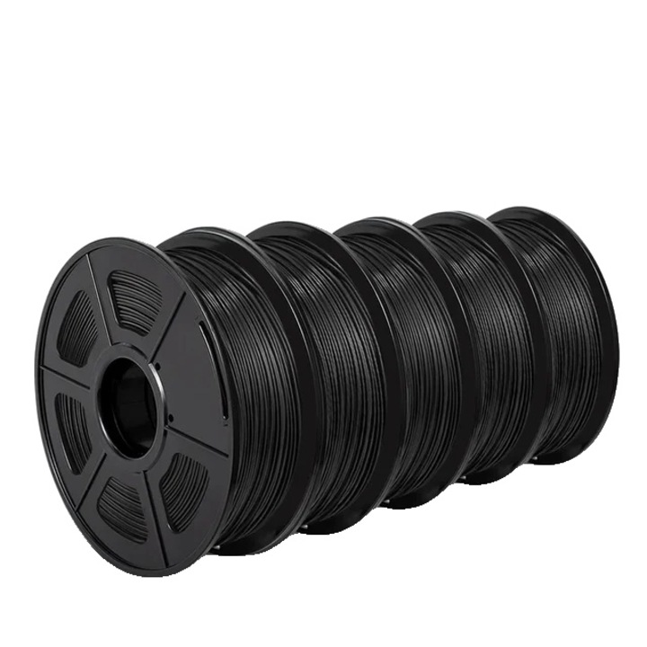 Filament de imprimanta 3D PLA, finisaj matase, 5 kg, negru