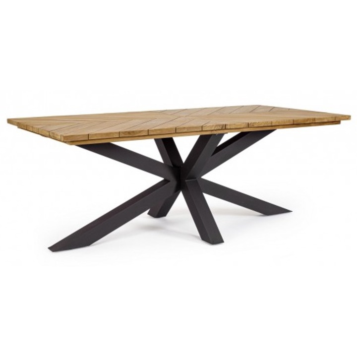 Bizzotto Palmdale алуминиева маса от сиво кафяво дърво 200x100x77 см