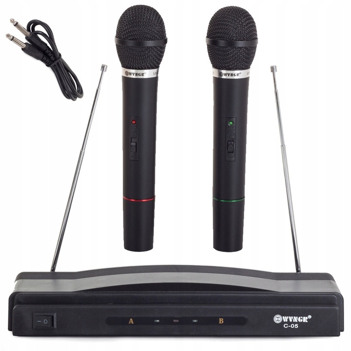 Verk Group Караоке комплект, 2 безжични микрофона, VHF/FM, 30m, черен