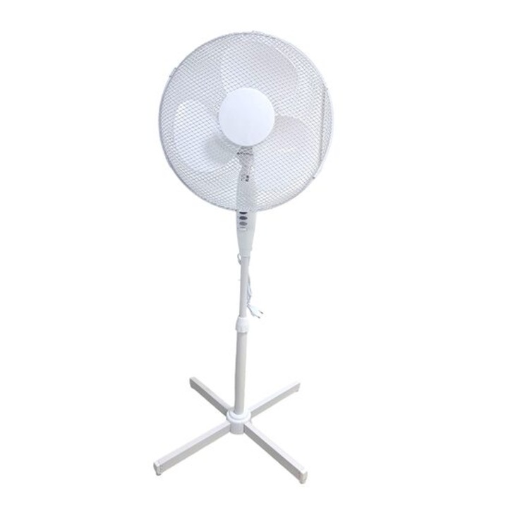 Ventilator cu picior, 125 cm inaltime, alb, 40 cm, 50w