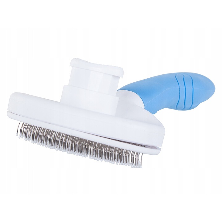 Perie pentru animale Verk Group, autocuratare, ergonomica, albastru/alb, 18.5x10x5cm