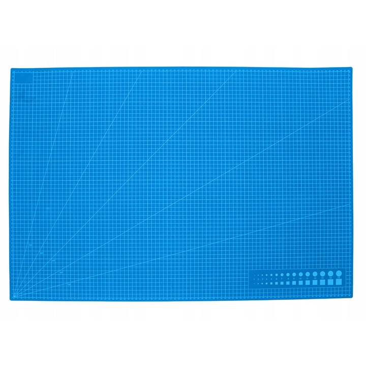 Covoras de taiere autovindecare, Verk Group, dublu strat, cu grila si unghiuri, 60x90cm, albastru