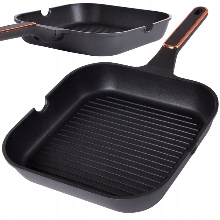 Tigaie grill Verk Group, non-stick, 28cm, negru