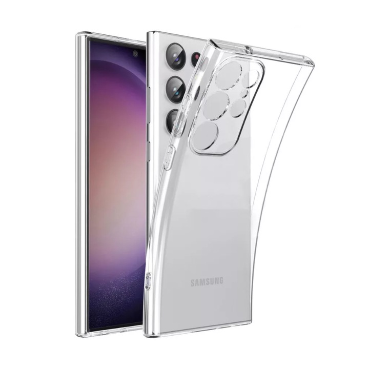 Защитен калъф Mat-Tech, съвместим със Samsung Galaxy S25 Ultra, Anti-shock, 2MM, Защита на камерата, Прецизни изрези, Устойчивост на удар, Повдигнати ръбове за защита на екрана, Прозрачен