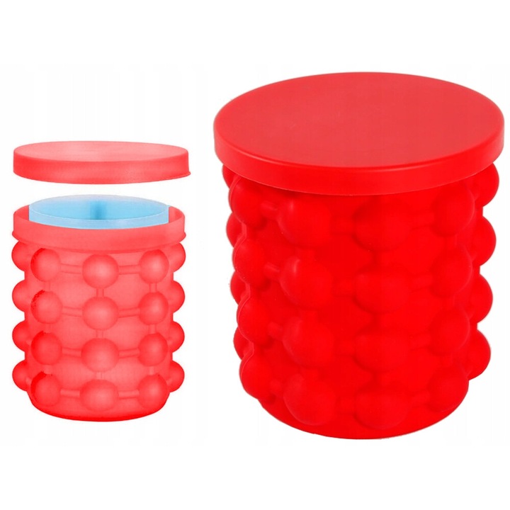 Forma cuburi de gheata Verk Group, silicon, 32 cuburi, rosu, 14x12cm