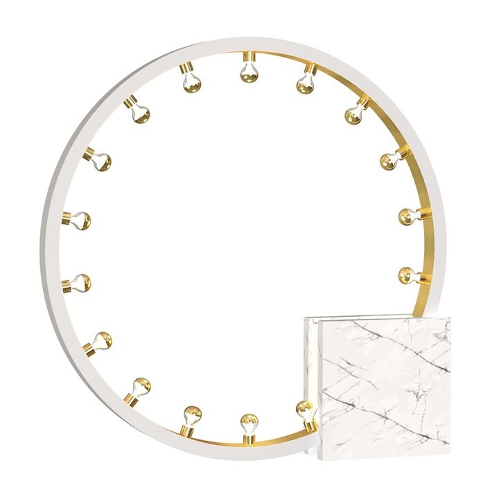 Lampadar MILAGRO Cassiopeia, marmura Carrara, detalii aurii, 19xE14, alb