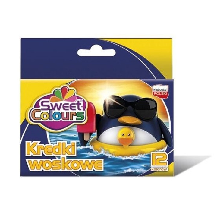 Set creioane cerate, Sweet Colours, 12 culori, intens, 107x125mm