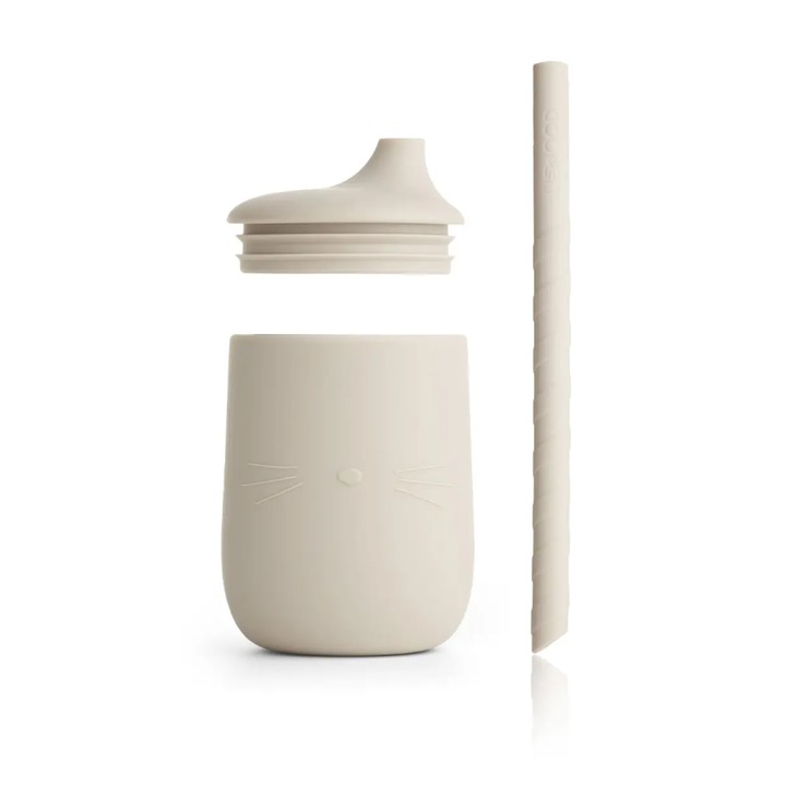 Cana cu pai, Liewood, Silicon, 230 ml, 11.5 x 7 cm, Bej