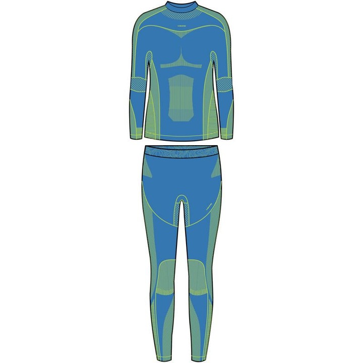 Set de lenjerie termoactiva copii, Viking, fibra de bambus, Albastru/Galben, 128-140 CM