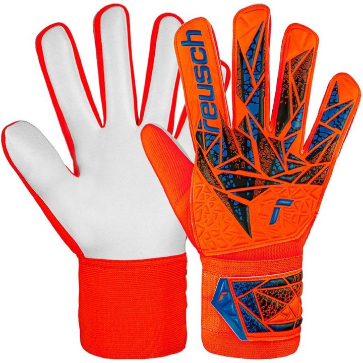 Вратарски ръкавици Reusch, Attrakt Starter Solid, Синтетична защита, Оранжев, Размер 7.5
