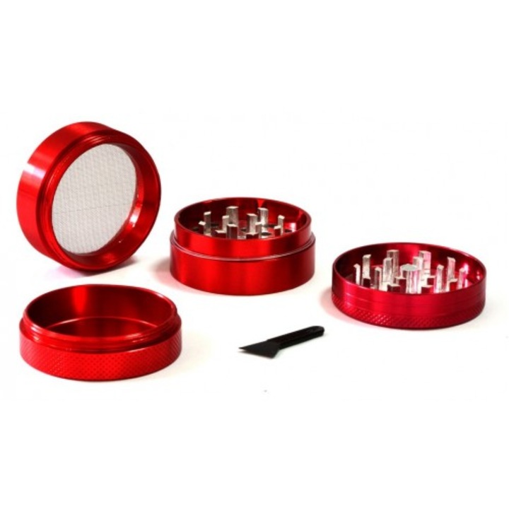 Grinder Metal 4 Parti 43MM (12Buc/Cutie) -TB7036 rosu