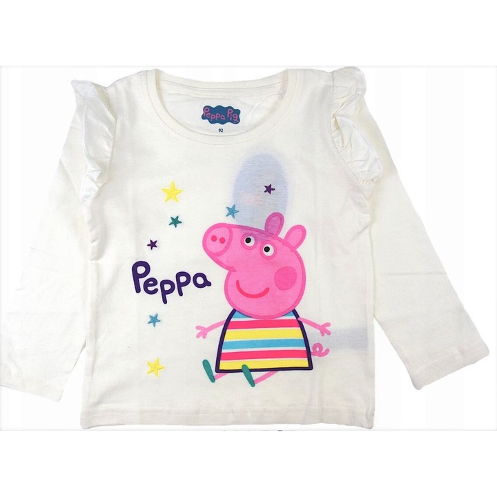 Bluza cu volan ,maneca lunga Peppa Pig 19864, Alb