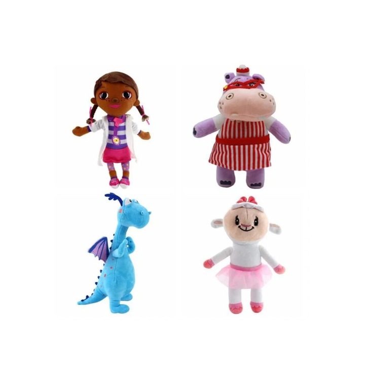Set 4 jucarii din plus, Doctorita Plusica, multicolor, 25 cm