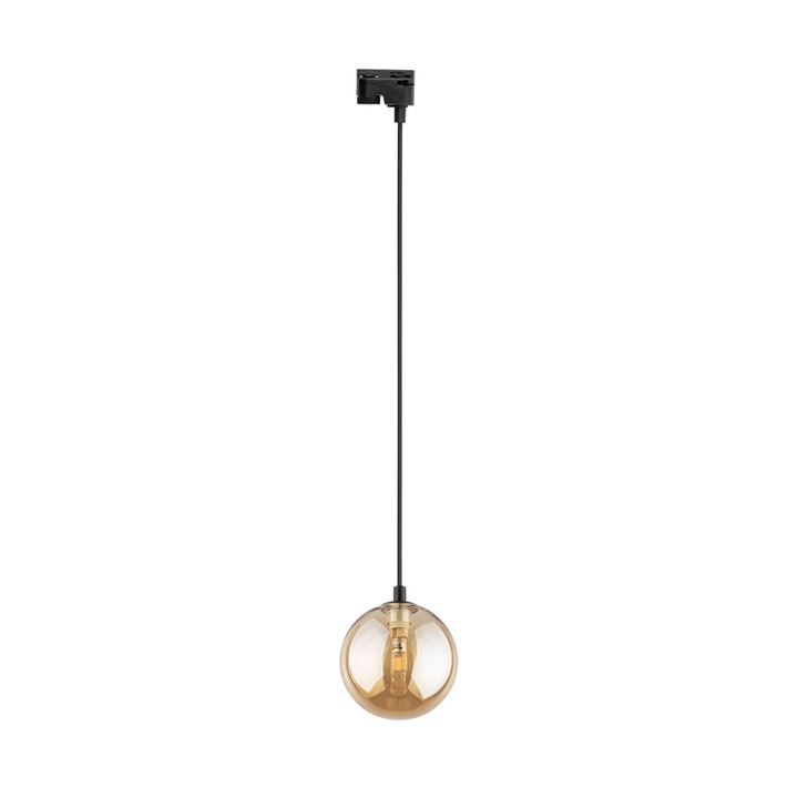 Pendul TK-Lighting, negru, 120x120x1550mm, cu abajur din sticla amber, soclu tip G9