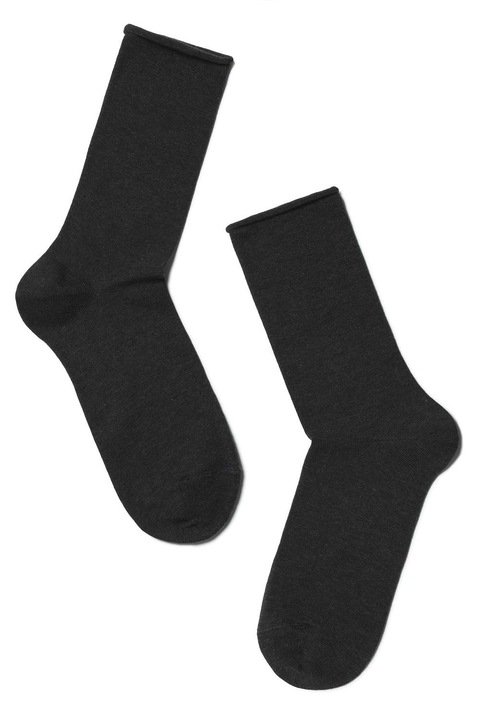 Sosete dama din bumbac fara elastic, Conte Elegant Comfort 000, Gri grafit