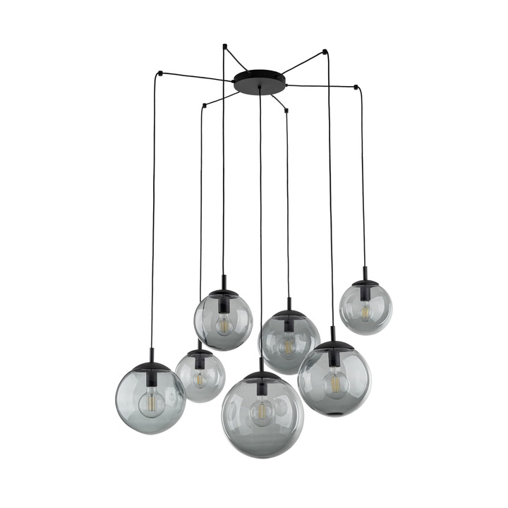 Lustra TK-Lighting, ESME, negru, sticla grafit, 15W, 2200x4000cm