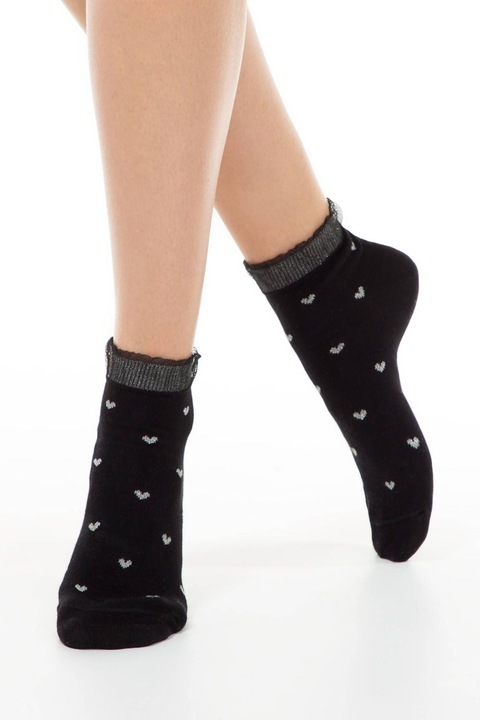 Къси чорапи (терлици) с въздушна подметка и лурекс, Conte Elegant Classic 243, Черен