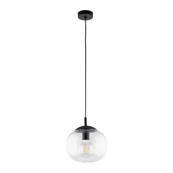 Lustra TK-Lighting, transparenta, neagra, 250W, E27, 250x250x1600mm